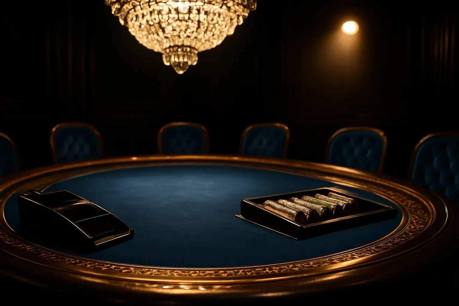 Hyperrealistic wide shot of premium live baccarat studio in the Philippines